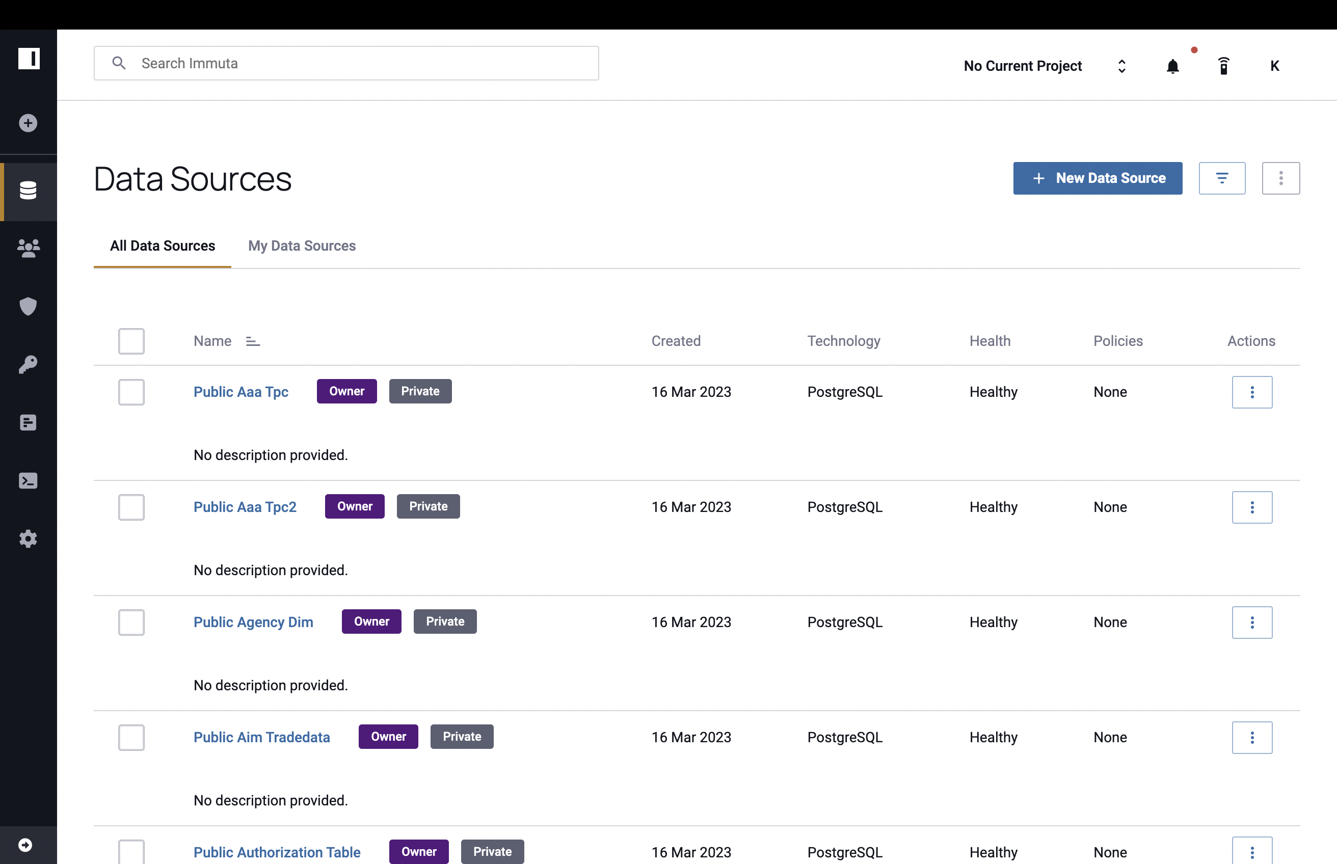 Data Sources Page